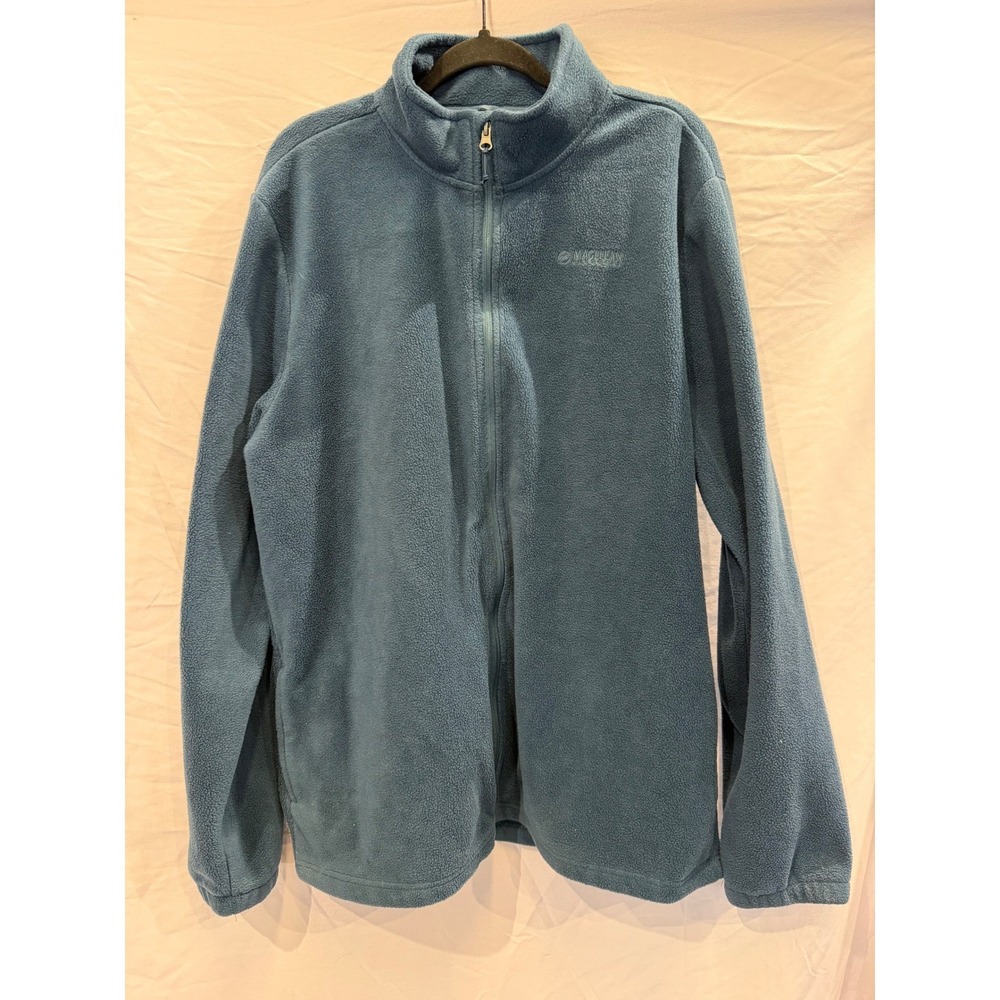 Magellan Outdoors Mens XL Full Zip Fleece Jacket Slate Blue Mock Neck Soft Warm